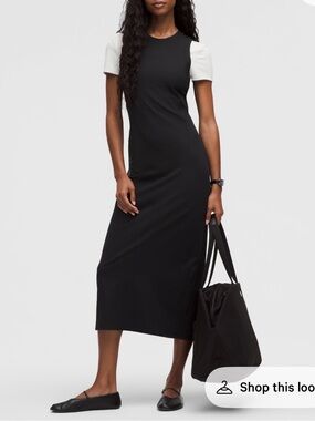 lululemon athletica Black and Ribbed Midi Dress
